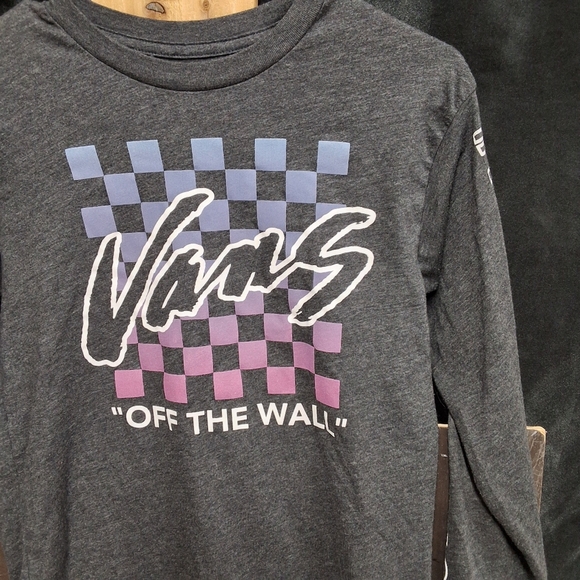 Vans grey youth size long sleeve ,Purple and Black Checkered Tee - Picture 8 of 15